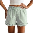 thumbnail image 4 of vigerkar Womens Boxer Shorts Y2K Ruffle 2026 Summer Spring Lounge Striped Casual Beach Pj Bottoms Pockets (Light Green, XXL）, 4 of 6