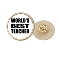 thumbnail image 1 of World 's Best Teacher Student quote Broche de oro metálico circular, 1 of 3