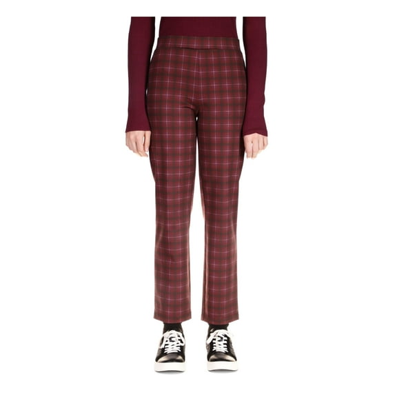 SANCTUARY Womens Maroon Stretch Plaid Cropped Pants S