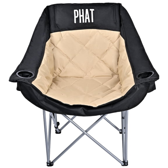 Oversized Camping Chair, Portable Folding Padded Cushion Outdoor Chair, High Back Folding Chair with Cup Holder & Storage Pocket, Carry Bag for Outdoor Beach Picnic, 265 lbs Capacity