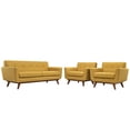 thumbnail image 1 of Modern Contemporary Armchairs and Loveseat (set of three), Orange Fabric, 1 of 6