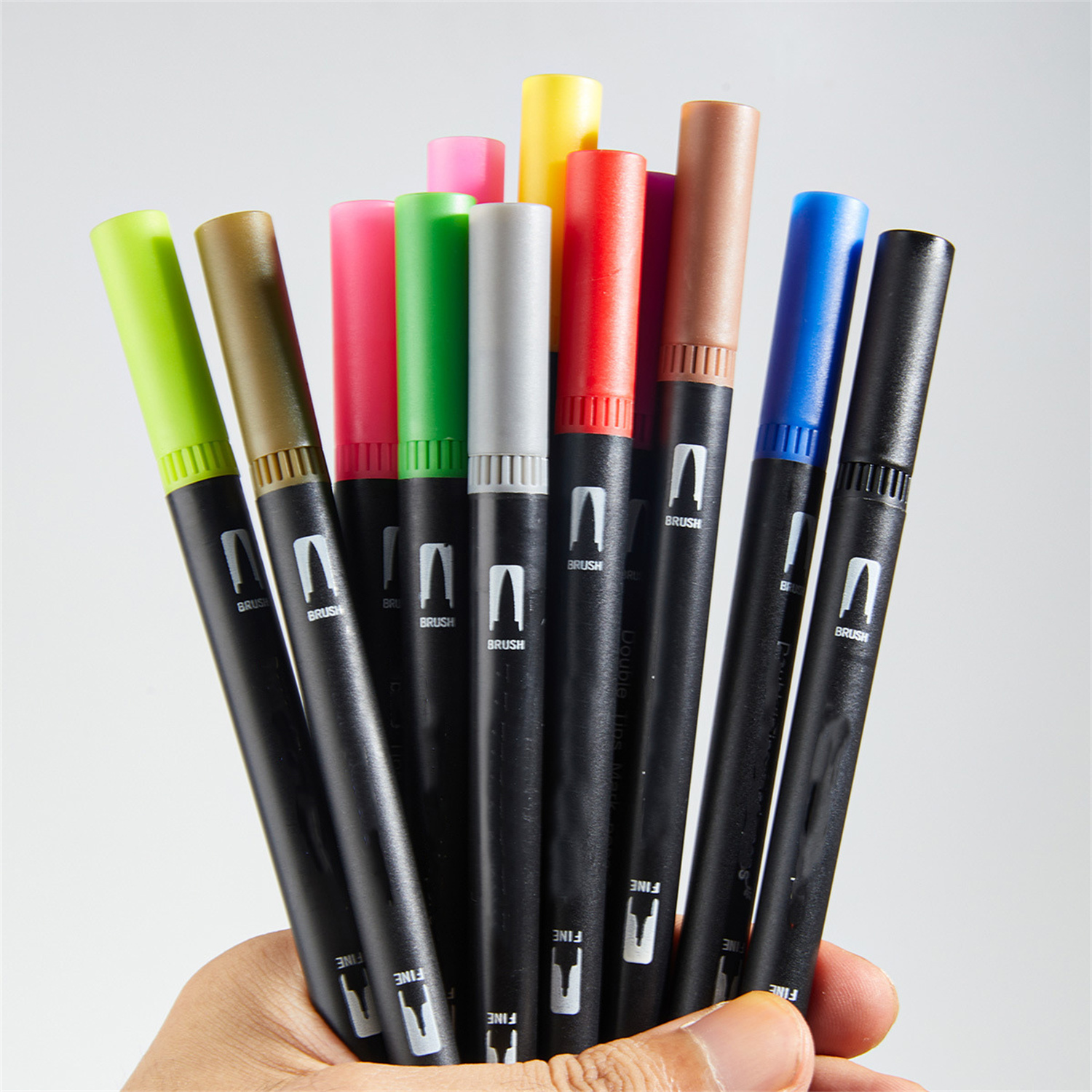 Dual Brush Marker Pens with Fine & Brush Tips,TGY 2 Set of 24 Colors Coloring Pens, Art Supplies for Drawing, Calligraphy, Sketching and Doodling