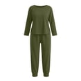 thumbnail image 5 of Inleife Women's Plus Size Solid Color Long Sleeve Lounge Set, Round Neck Top with Pocket and Cuffed Jogger Pajama Suit, 5 of 6