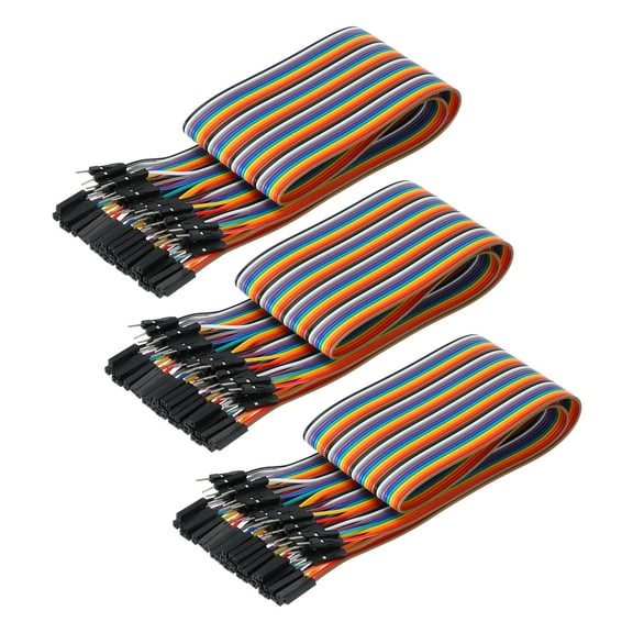 Uxcell Male to Female 40Pin Breadboard Jumper Wire 2.54mm Pitch Cable 50cm Long for Breadboard Pack of 3