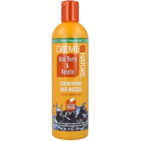 Creme of Nature Acai Berry & Keratin Strengthening Hair Masque for Dry Damaged Hair 12oz