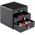 thumbnail image 2 of 3-Drawer Plastic Vanity Organizer, Compact Storage Set for Cosmetics, Dental Supplies, Black, 2 of 5