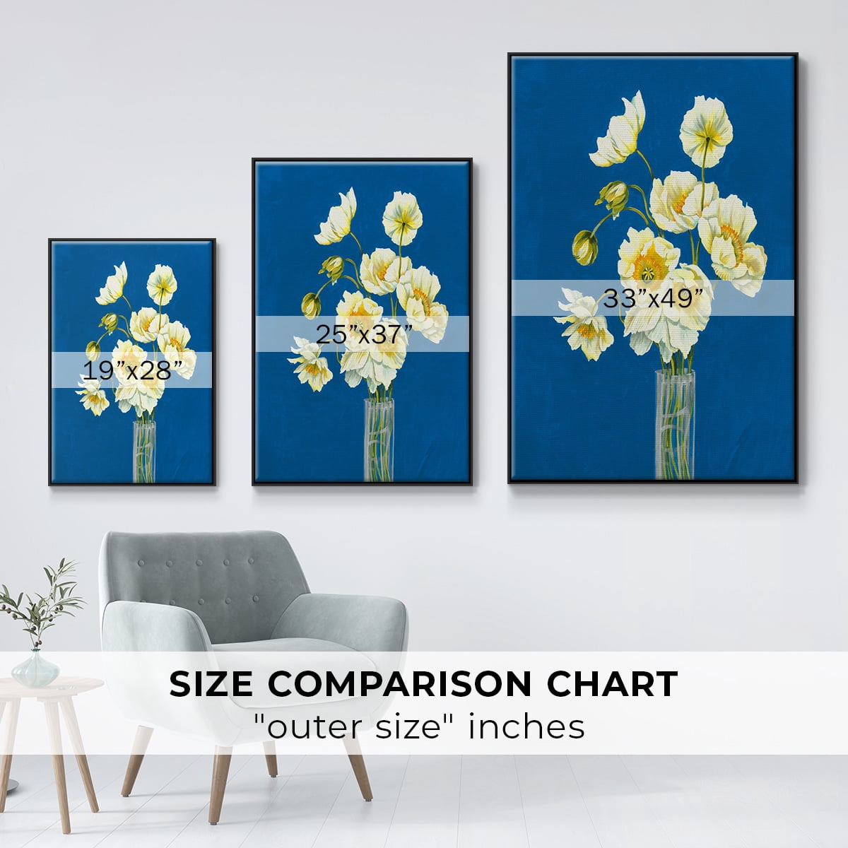 Ice Poppies Framed Premium Gallery Wrapped Canvas - Ready to Hang - 27 x 41 - Black Floating Frame