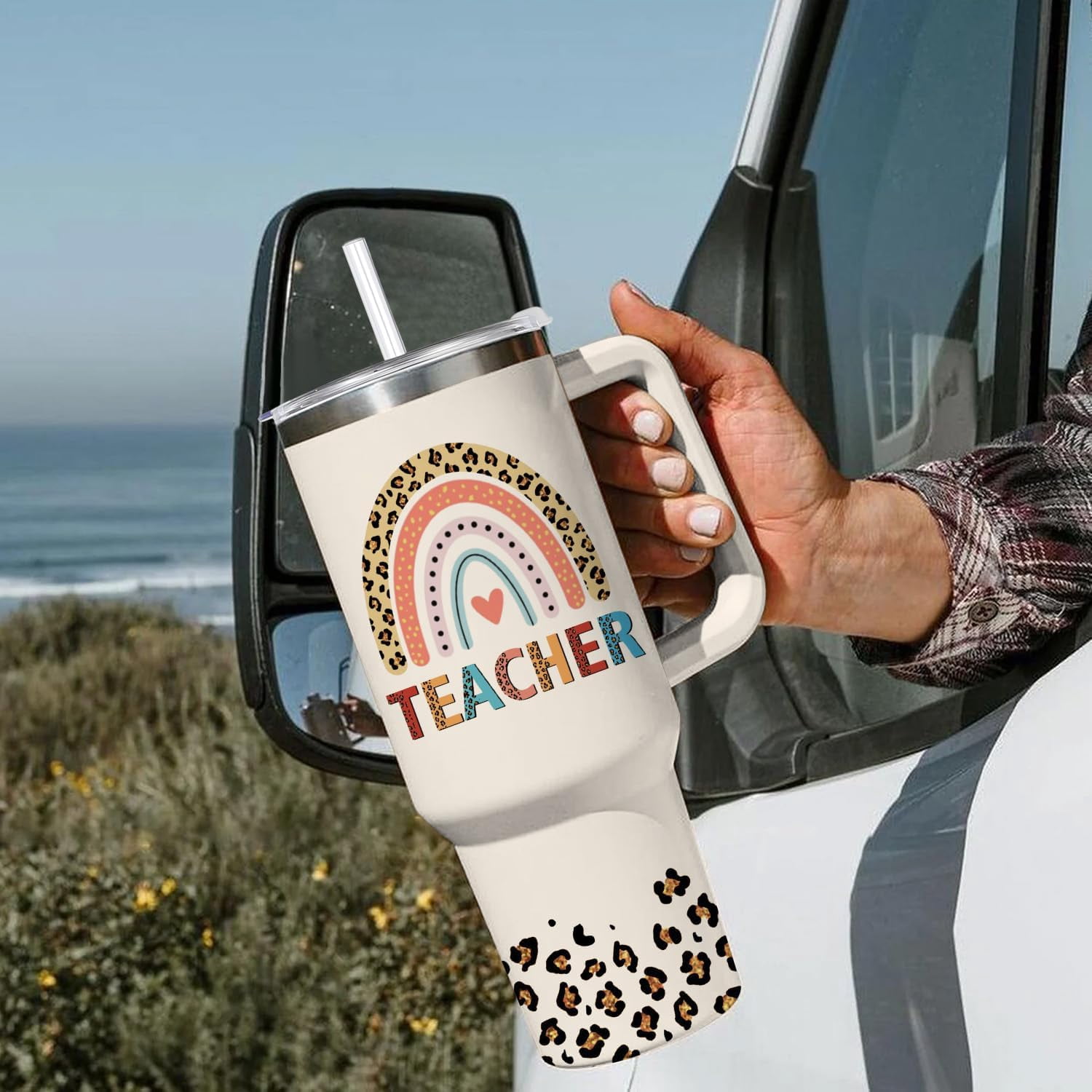 Teacher Tumbler Appreciation Present -Teacher Water Bottle 40 Oz-Thank You Present for Women Teachers, Back To School, Birthday, Retirement