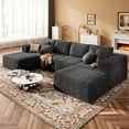 thumbnail image 4 of 137" U-Shaped Sectional Sofa with Chaise, Modular Cloud Sectional Couch with Deep Seat for Living Room, Modern Boneless Couch with Back Cushion, Pillow, Ottoman, No Assembly Required, Corduroy Fabric, 4 of 16