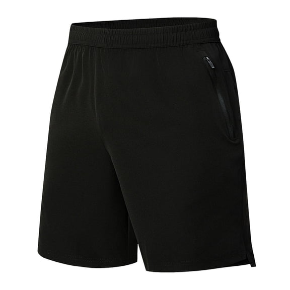 JUUYY Men's Athletic Running Shorts Quick Dry Elastic Waist Workout Shorts Lightweight Gym Basketball Tennis Shorts with Zipper Pocket Black XXXL