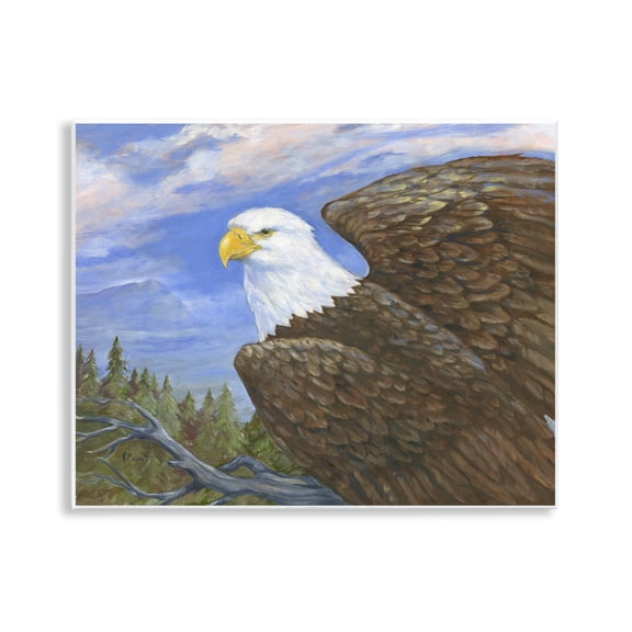 Stupell Industries Eagle Overlook from Tree Top Animals Painting Unframed Art Print Wall Art, 14 x 11