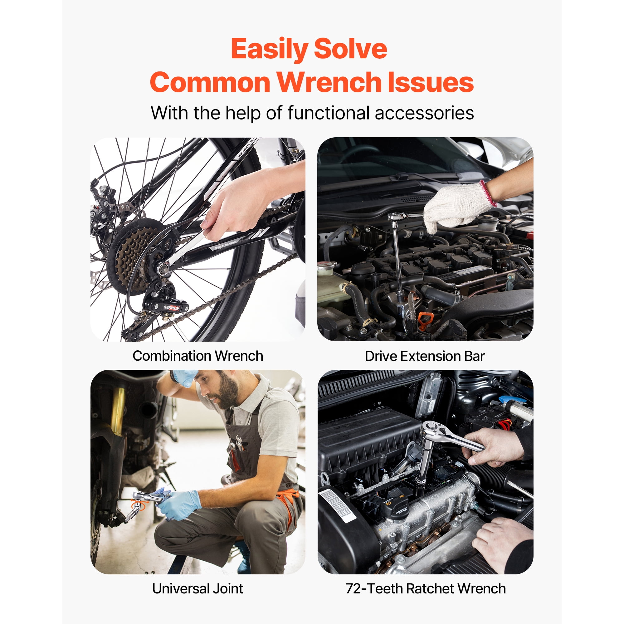 KFFKFF Comprehensive Mechanics Tool and Socket Set, 450 Pieces, Includes 1/4, 3/8, and 1/2 Inch Drive Deep and Standard Sockets, SAE and Metric Tools with Bits, Wrenches, Accessories