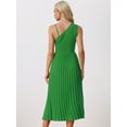 thumbnail image 4 of DARING DIVA Pleated One Shoulder Sleeveless Cocktail Dress M Green, 4 of 6
