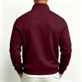 thumbnail image 4 of FENGYOU Mens Casual Quarter Zip Sweatshirt Fleece Lined Thick Pullover Stand Collar Long Sleeve Regular Fit Solid Top Wine L, 4 of 6