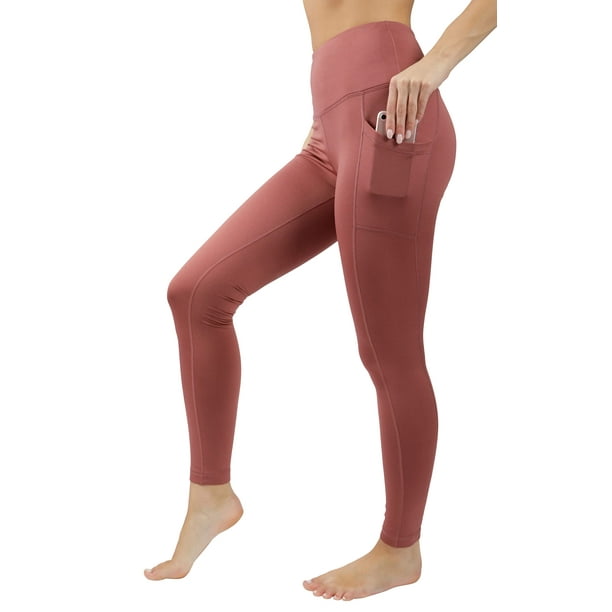 90 Degree By Reflex High Waist Fleece Lined Leggings with Side Pocket -  Yoga Pants - Rose Valet with Pocket - Small 
