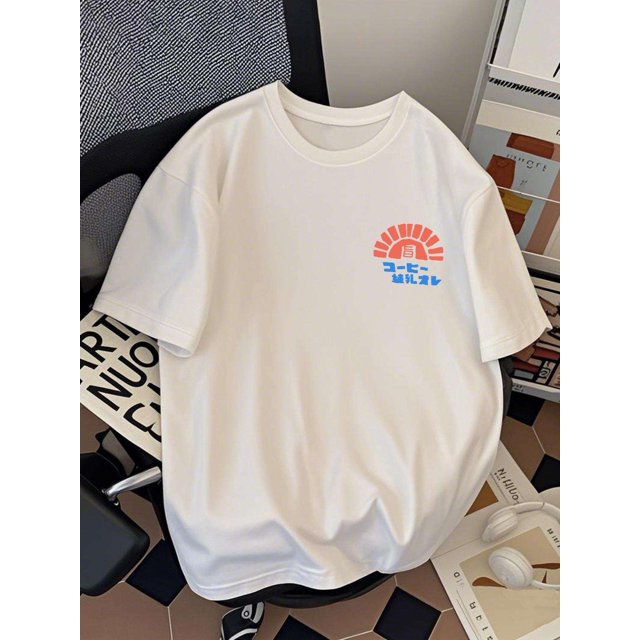 Japanese Style Men T-shirts Hip Hop Regular Size Streetwear Casual Heavyweight 220gsm Cotton Fashion Brand Unisex Tees Short Sleeve Male Tops Drinks, Casual Sporty Tee, Summer Gifts