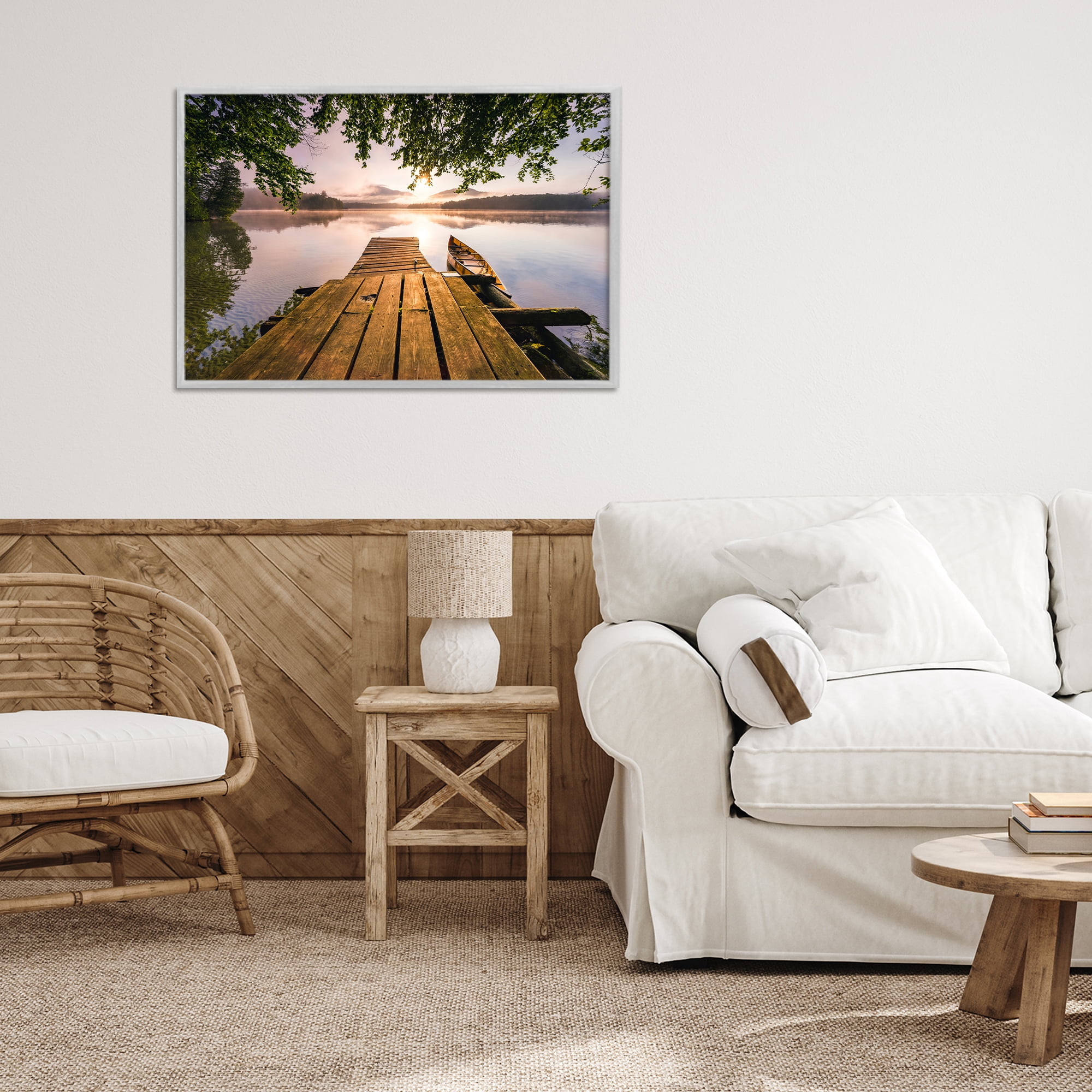 Stupell Industries Misty Morning Light on Lake Gray Framed Giclee Art, design by Jonathan Zaharek