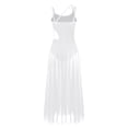 thumbnail image 5 of Kvysinly Women's Lyrical Ballet Dress Asymmetrical Mesh Maxi Dance Skirt with Built-In Leotard Ivory S, 5 of 7