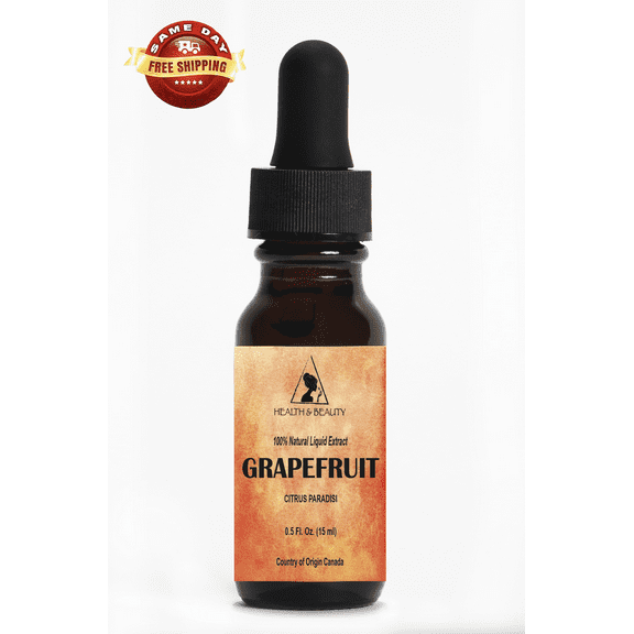 Grapefruit Liquid Extract 100% Natural (Standardized) in Glass Dropper 0.5 oz