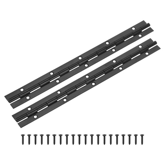 Uxcell 2-Pack Black Continuous & Piano Hinges, 12x1.2x0.06" Stainless Steel with Screws for Cabinets Door