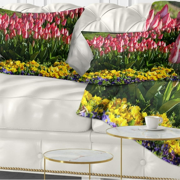 Designart 12" x 20" Red Polyester Throw Pillow