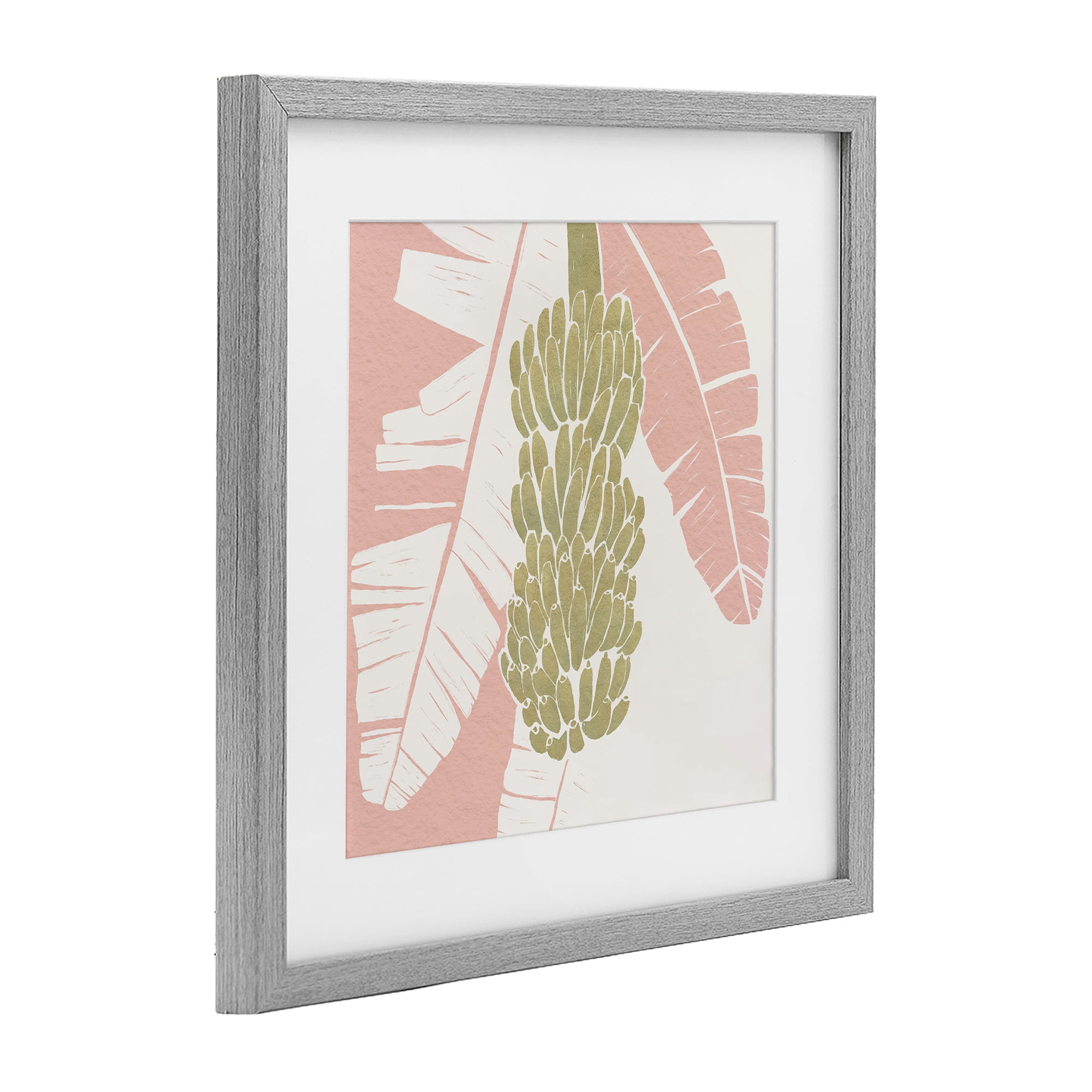 Stupell Industries Banana Bunch Amid Pink Leaves Gray Framed Print Under Glass, design by Yuyu Pont