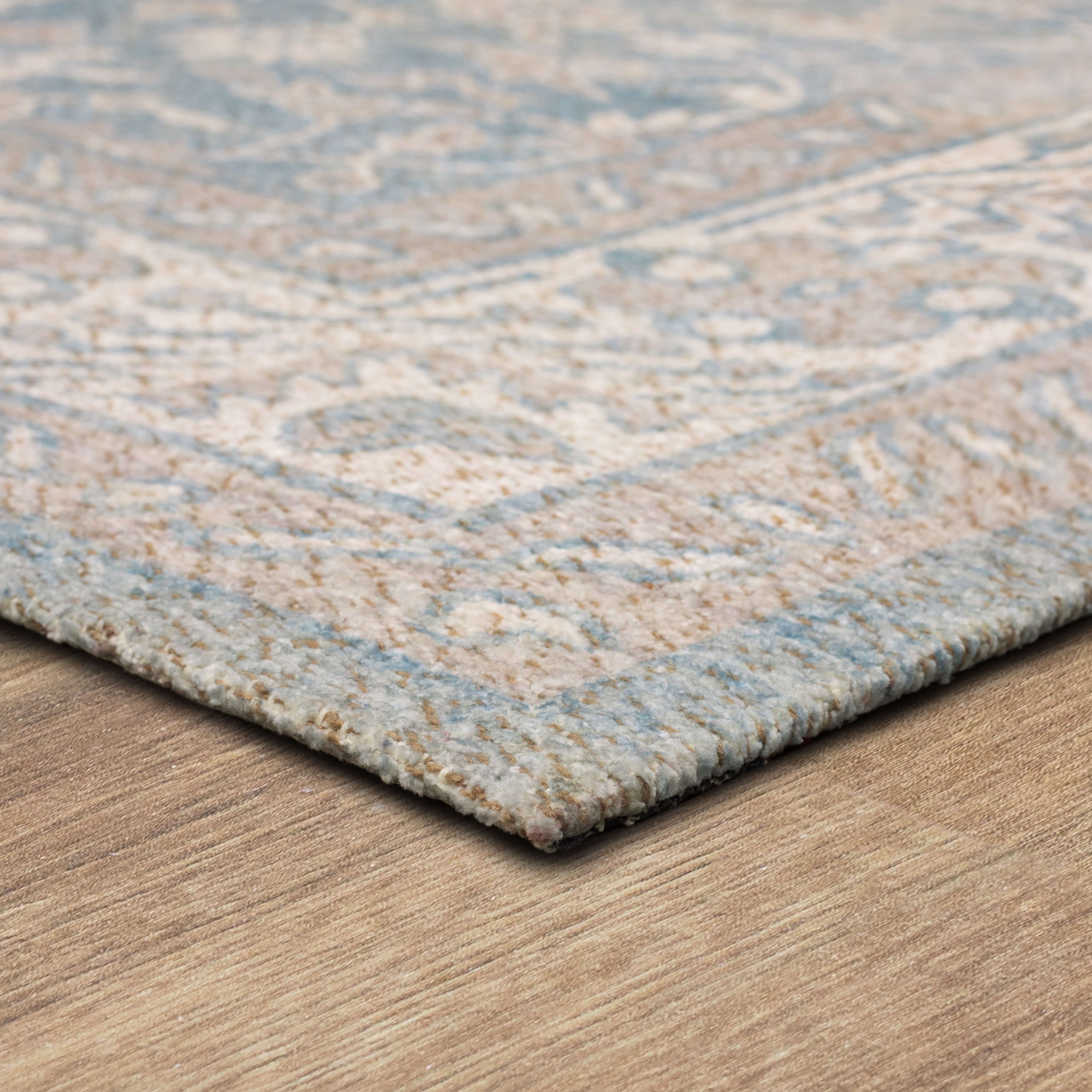 Mainstays Zula Jardin Low Pile Stain/Fade Resistant Polyester Indoor Area Rug, Blue, 5' x 7'