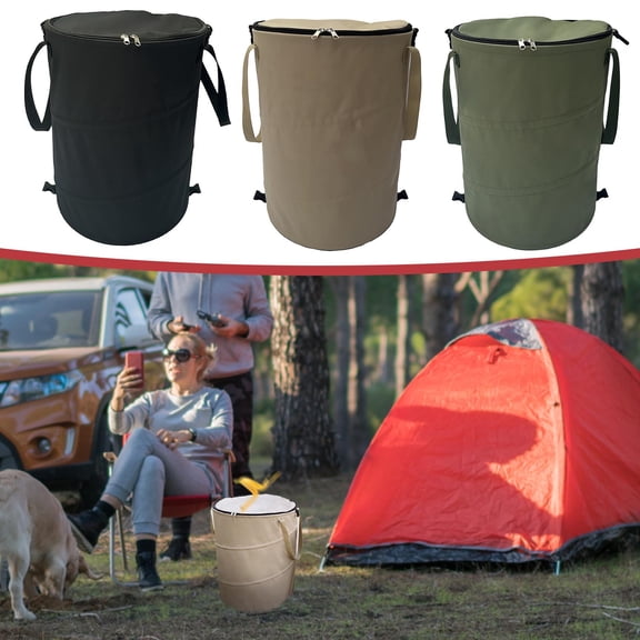 Large Capacity Collapsible Camping Trash Can with Lid - 10 Gallon Portable Folding Garbage Bin for Outdoor RV Fishing and Home Storage