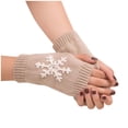 thumbnail image 1 of Gants Chauds de Noël pour Femmes, Demi-Doigts Tricotés Colorés Brodés de Neige, 1 of 3