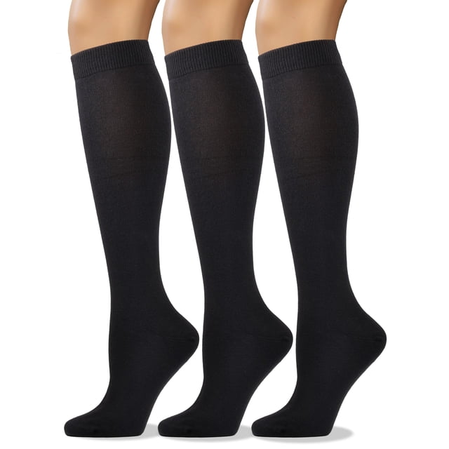 Medias de algodón suaves hasta la rodilla para mujer COTTON DAY, negras