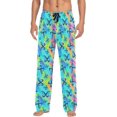 thumbnail image 2 of FREEAMG Colored Tropical Butterflies Pajama Pants for Men, Men's Separate Bottoms, Pure Cotton Comfortable Lounge Pants, 2 of 7