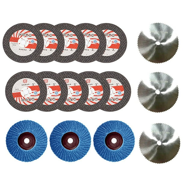 16 Piezas 75X10Mm Juego de Muelas Angulares Disco de Corte de Madera y Metal Hoja de Pulido de Carburo HSS para Mini Amoladora Angular de 12V