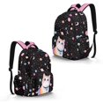 thumbnail image 4 of SCRAWLGOD Cat Planet Stars Moon Print Pink Black Backpacks for Girls, Boys Lightweight Multi-Pocket Bookbag 17 Inch for Girls Backpacks Large Portable School Bag, 4 of 6