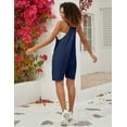 thumbnail image 5 of Lentta Women's Loose Short Overalls Summer Rompers Cotton Linen Adjustable Strap Shortalls Jumpsuits with Pocket (Navy-L), 5 of 5