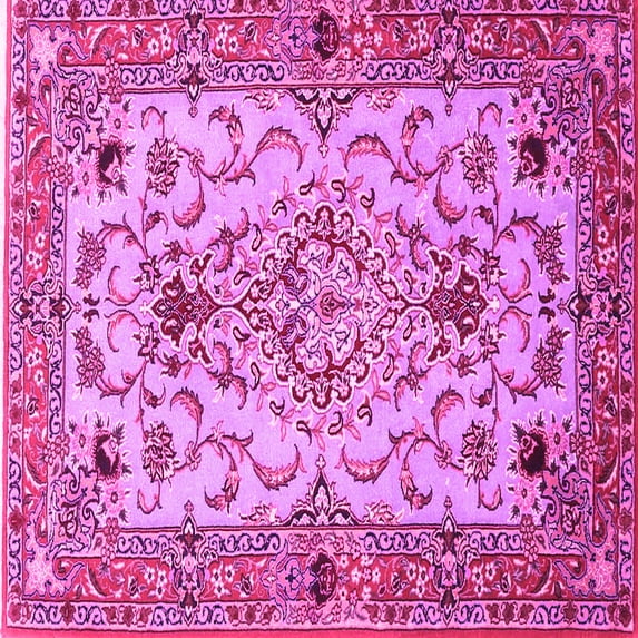 Ahgly Company Indoor Square Medallion Pink Traditional Area Rugs, 5' Square