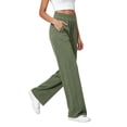thumbnail image 6 of ZHYou No Boundarie Womens Casual Pants Corduroy High Waist Pull On Soft Wide Leg Baggy Fit Trousers with Pockets,Green,Size S, 6 of 9