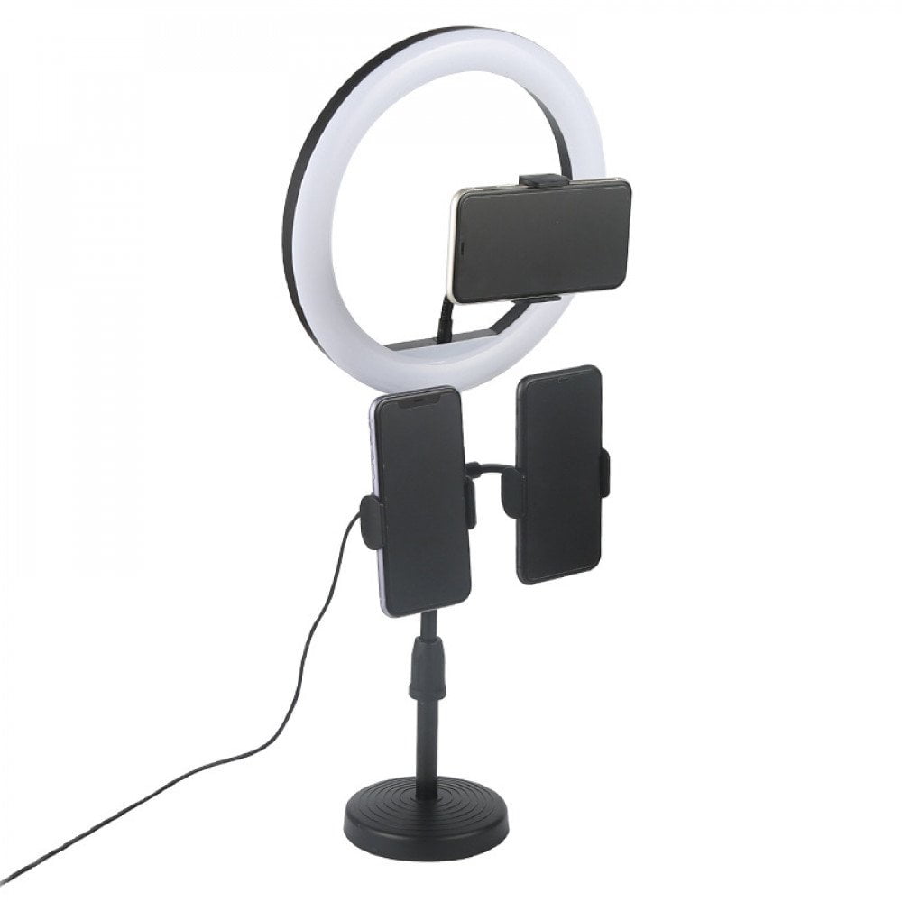 10 inch Selfie Ring Light with Table Top Stand & Cell Phone Holder for Live Stream, Makeup, YouTube Video, Photography TikTok, & more compatible with Universal Phone (Black) Tripod not included
