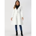thumbnail image 4 of DARING DIVA Women's Single Breasted Belted Outerwear Coat with Pockets White XS, 4 of 6