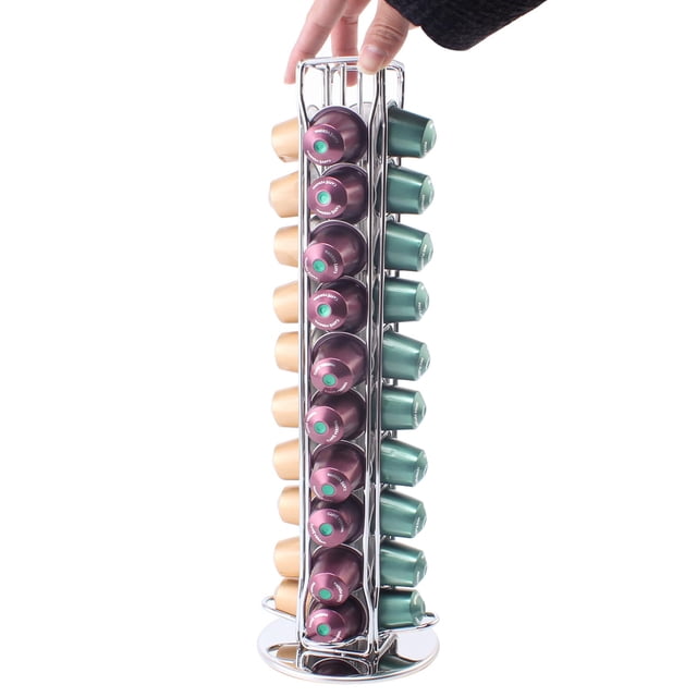 SEVENLINE - Soporte para cápsulas de café compatible con cápsulas originales de Nespresso para 40 cápsulas (plateado)