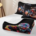 thumbnail image 4 of Castle Fairy Watercolor Splash Motocross Quilt Full,Dirt Bike Rider Full Bedspread Sets for Bedroom,Black Red, 4 of 7