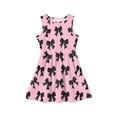 thumbnail image 3 of CCRFTGI Girls Dresses Size 10-12 A-Line Pink Bow Print Dress Party Cute Sleeveless Girls Clothes 2026 Summer Fashion Casual Beach Fancy Dresses Pink 11-12 Years, 3 of 4
