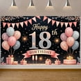thumbnail image 3 of Pink Theme Happy 18th Banner Gold Sparkle 18th Birthday Display Balloon Decor Gift Box Design Birthday Backdrop for 18th Birthday Party Adult Celebration Sweet 18 Event, 3 of 9