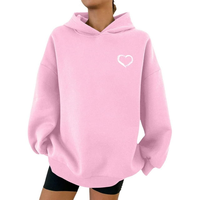 EHQJNJ Sweat à Capuche Graphique pour Femmes, Imprimés Mignons, Pull Léger, Imprimé Cœur, Sweat à Capuche avec Motifs Graphiques