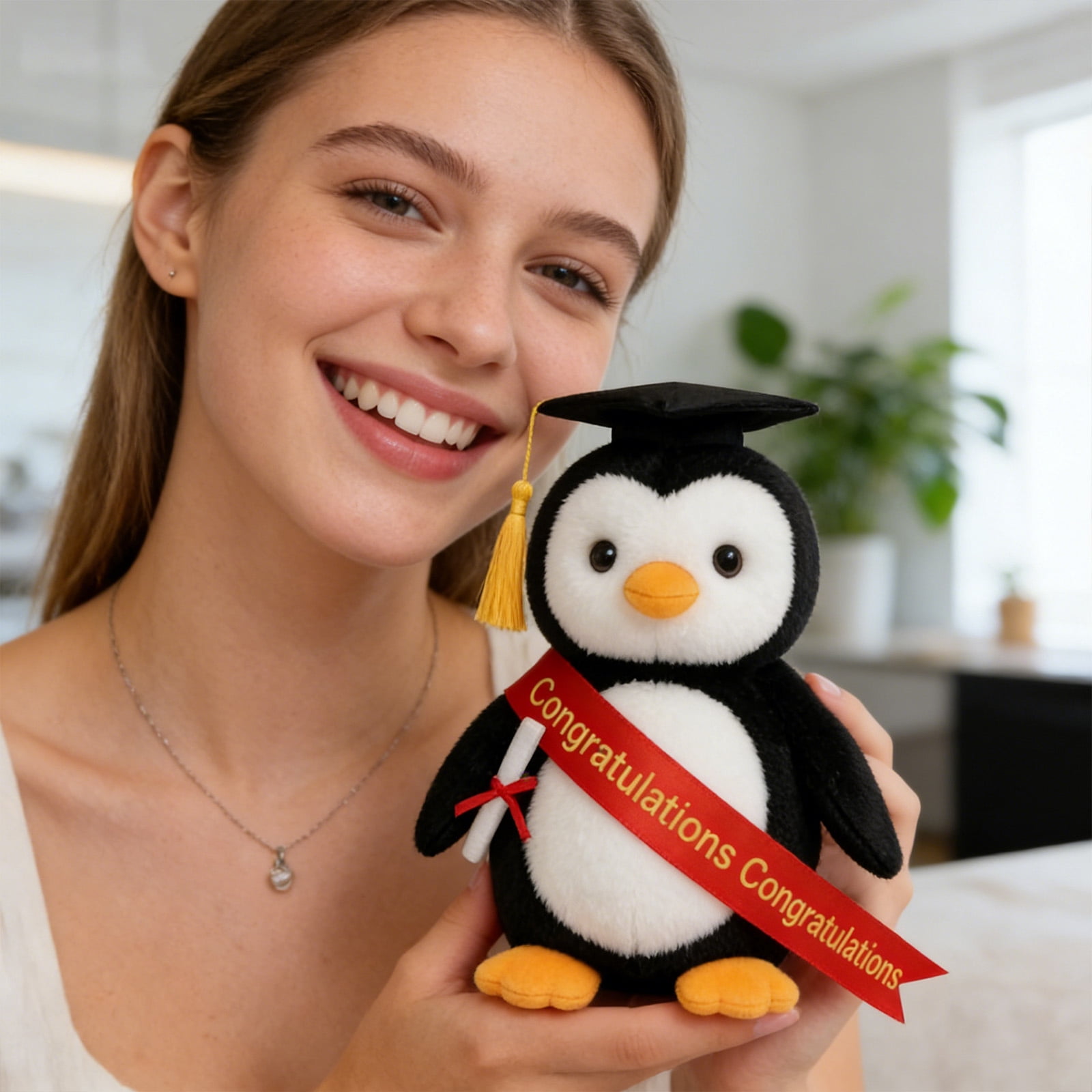 KUNPENG Graduation Penguin Stuffed Animal, 10" Class of 2026 Penguin Plush, Positive Penguin Peluche Pinguino, Weighted Penguin Plushie for Graduation Gifts, Cute Penguin Toy for 2026 Grad Party