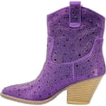 thumbnail image 1 of Forever Women Cowgirl Cowboy Western Ankle Boots Pointy Toe Rhinestone Bling Short Booties RIVER-01 Purple 11, 1 of 3