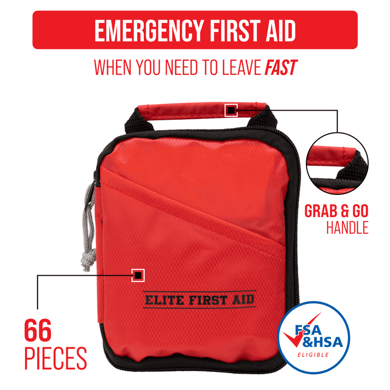 Elite Grab and Go 66-Piece First Aid Kit - Compact Emergency