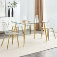 thumbnail image 4 of Modern minimalist transparent dining chair, plastic chair, armless crystal chair, Nordic creative makeup stool, negotiation chair, 6-piece set of gold-plated metal legs, TW-1200, 4 of 24