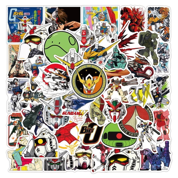 50 PCS For Gundam Theme Water Bottle Stickers for Teens,Waterproof Vinyl Holiday Party Stickers for Skateboard,Suitcases, Laptop Stickers for Girls Boys Gift