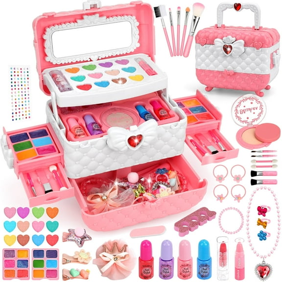 Kids Makeup Kit for Girl, Sendida Princess Dress Up for Girls Toys Makeup Set with Cute Bag Princess Pretend Play Toys for Girls 3 4 5 6 7 8 9