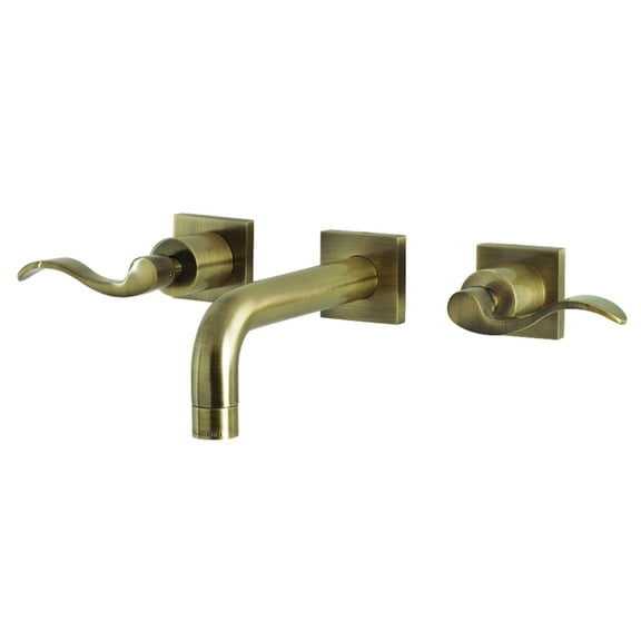 Kingston Brass KS6123DFL NuWave Double-Handle Wall Mount Bathroom Faucet, Antique Brass